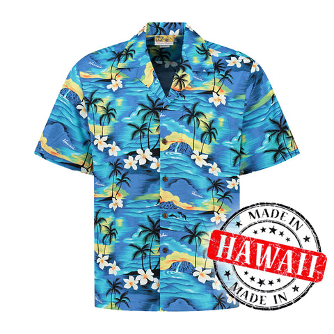 Hawaiihemd Tropisches Hawaii Blau