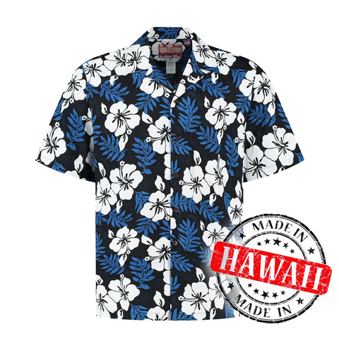 Hawaiihemd Anmutige Blumen Blau